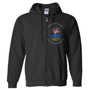 American Grown With Ukrainian Roots Usa Flag Ukraine Full Zip Hoodie