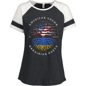 American Grown With Ukrainian Roots Usa Flag Ukraine Enza Ladies Jersey Colorblock Tee