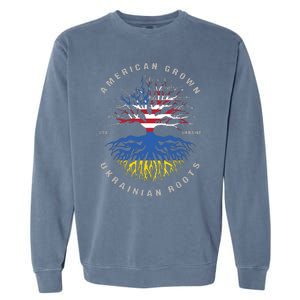 American Grown With Ukrainian Roots Usa Flag Ukraine Garment-Dyed Sweatshirt