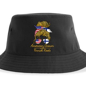 American Grown With Finnish Roots Finland And Usa Flag Sustainable Bucket Hat