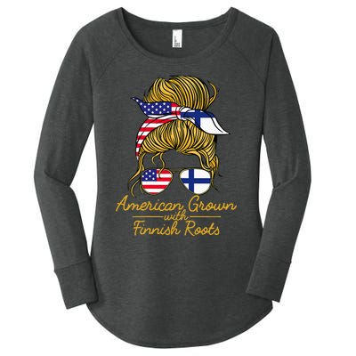 American Grown With Finnish Roots Finland And Usa Flag Women's Perfect Tri Tunic Long Sleeve Shirt