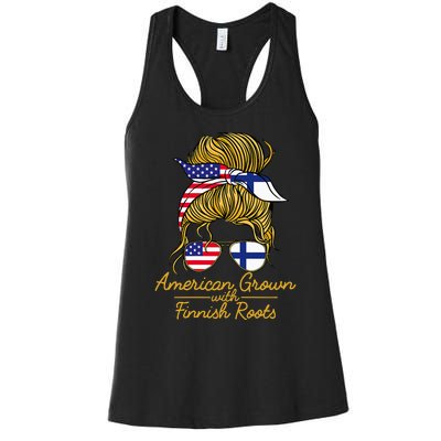 American Grown With Finnish Roots Finland And Usa Flag Women's Racerback Tank