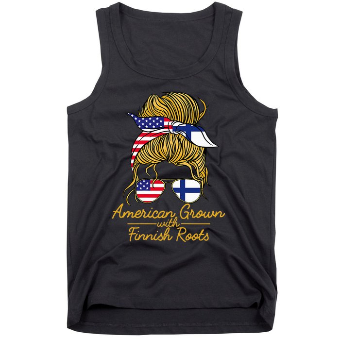 American Grown With Finnish Roots Finland And Usa Flag Tank Top