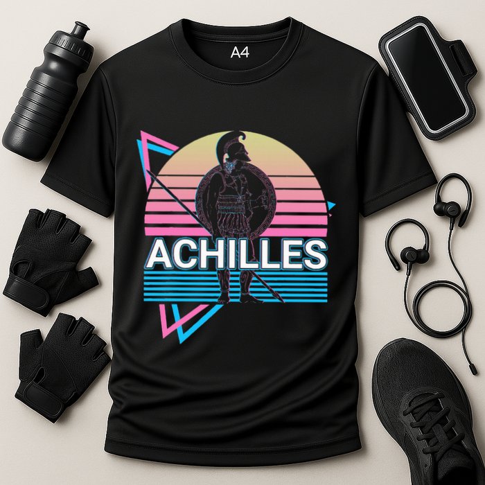 Achilles Greek Warrior Ancient Greek Mythology Retro Cooling Performance Crew T-Shirt