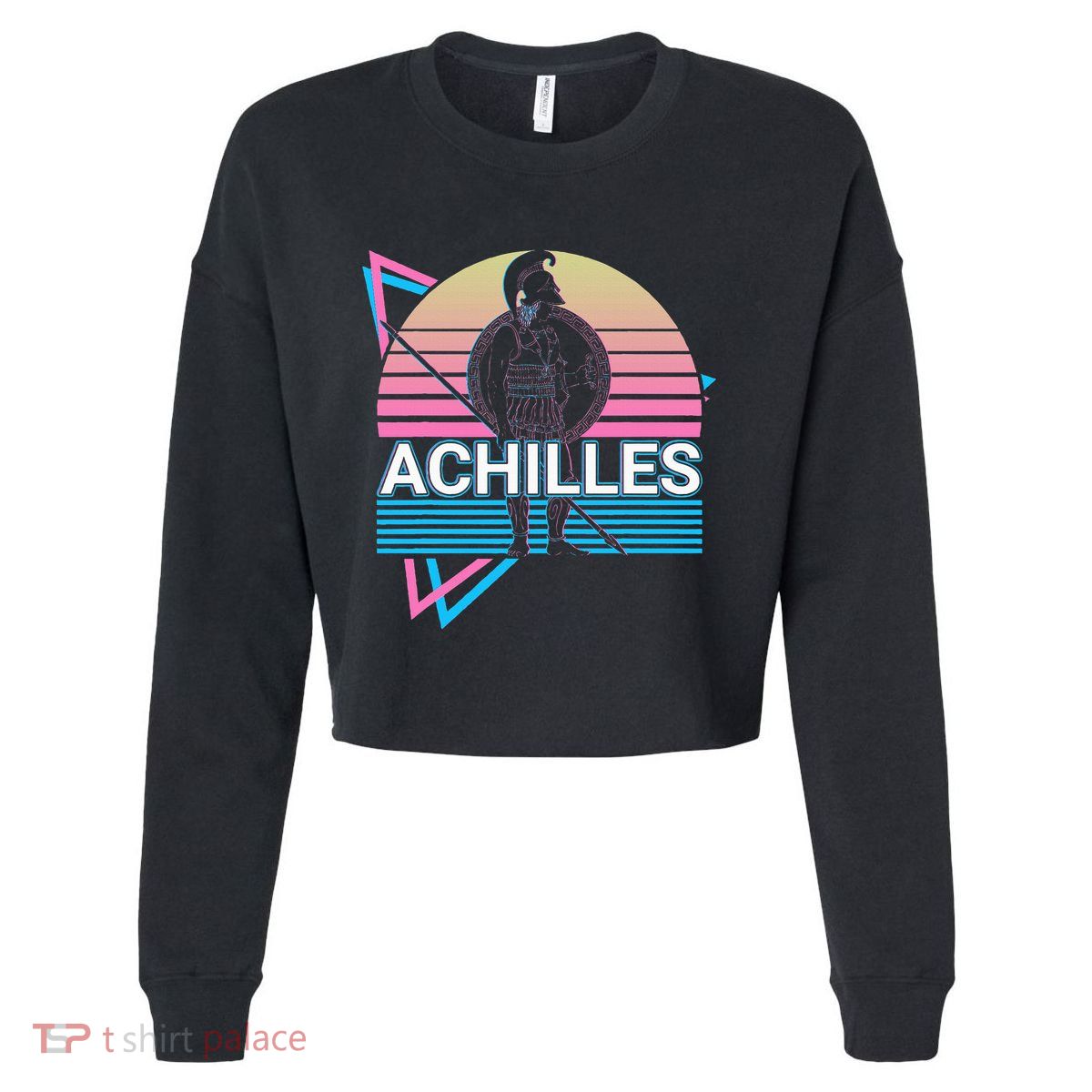 Achilles Greek Warrior Ancient Greek Mythology Retro Cropped Pullover Crew