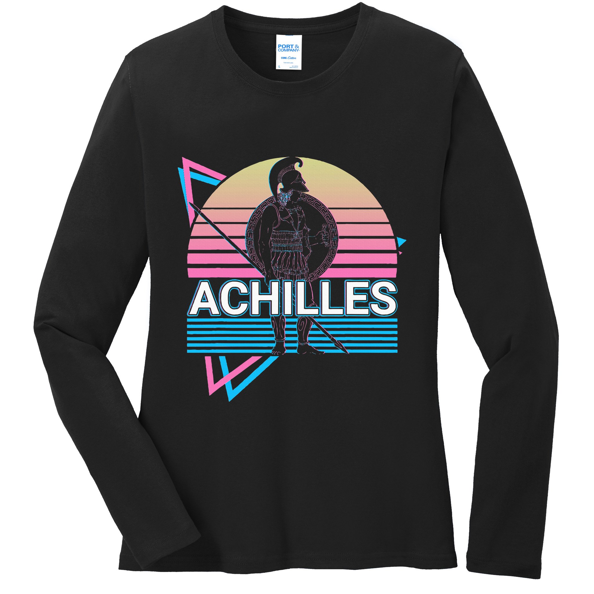 Achilles Greek Warrior Ancient Greek Mythology Retro Ladies Long Sleeve Shirt