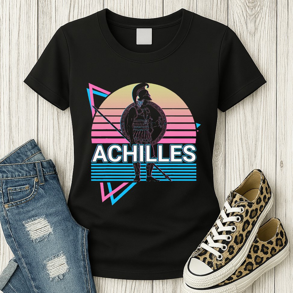 Achilles Greek Warrior Ancient Greek Mythology Retro Womens T-Shirt