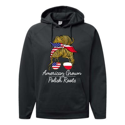 American Grown With Polish Roots Poland And Usa Flag Performance Fleece Hoodie