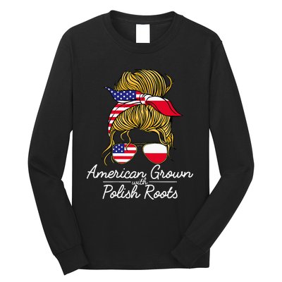 American Grown With Polish Roots Poland And Usa Flag Long Sleeve Shirt