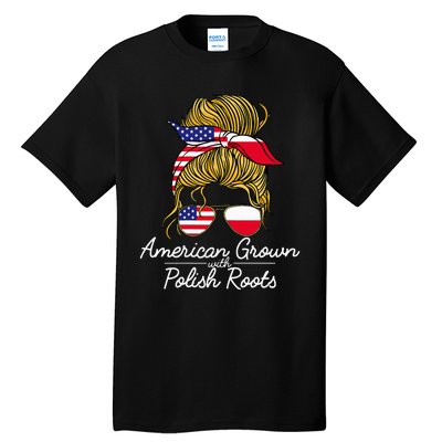 American Grown With Polish Roots Poland And Usa Flag Tall T-Shirt