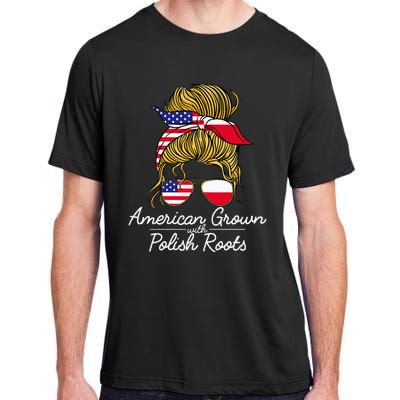 American Grown With Polish Roots Poland And Usa Flag Adult ChromaSoft Performance T-Shirt