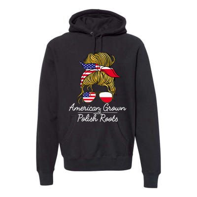 American Grown With Polish Roots Poland And Usa Flag Premium Hoodie