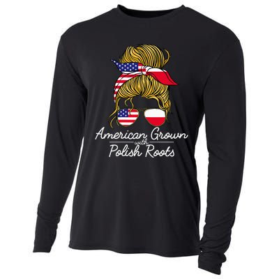 American Grown With Polish Roots Poland And Usa Flag Cooling Performance Long Sleeve Crew