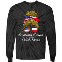 American Grown With Polish Roots Poland And Usa Flag Tie-Dye Long Sleeve Shirt