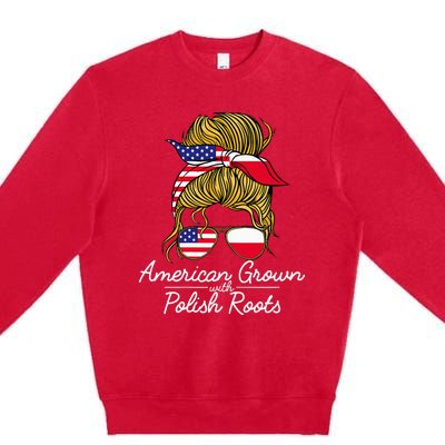 American Grown With Polish Roots Poland And Usa Flag Premium Crewneck Sweatshirt