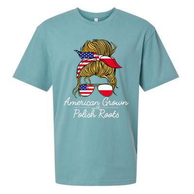 American Grown With Polish Roots Poland And Usa Flag Sueded Cloud Jersey T-Shirt