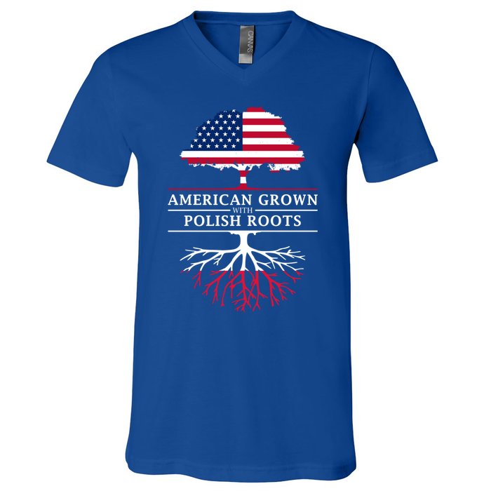 American Grown With Polish Roots Gift Poland Gift V-Neck T-Shirt