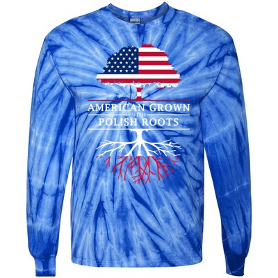 American Grown With Polish Roots Gift Poland Gift Tie-Dye Long Sleeve Shirt