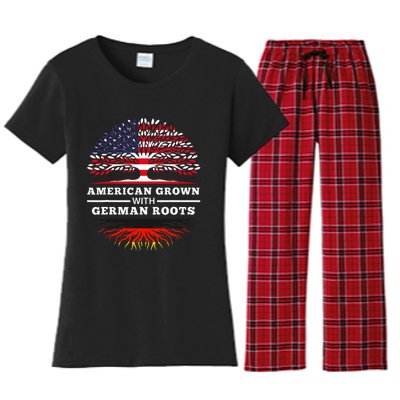 American Grown With German Roots Family Heritage Germany Women's Flannel Pajama Set