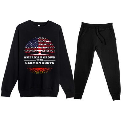 American Grown With German Roots Family Heritage Germany Premium Crewneck Sweatsuit Set