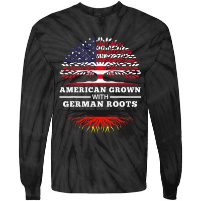 American Grown With German Roots Family Heritage Germany Tie-Dye Long Sleeve Shirt