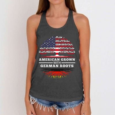 American Grown With German Roots Family Heritage Germany Women's Knotted Racerback Tank