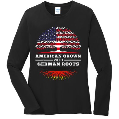 American Grown With German Roots Family Heritage Germany Ladies Long Sleeve Shirt