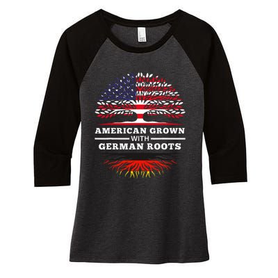 American Grown With German Roots Family Heritage Germany Women's Tri-Blend 3/4-Sleeve Raglan Shirt