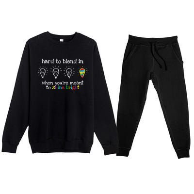 Autistic Gifts Women Colorful Autism Awareness Premium Crewneck Sweatsuit Set