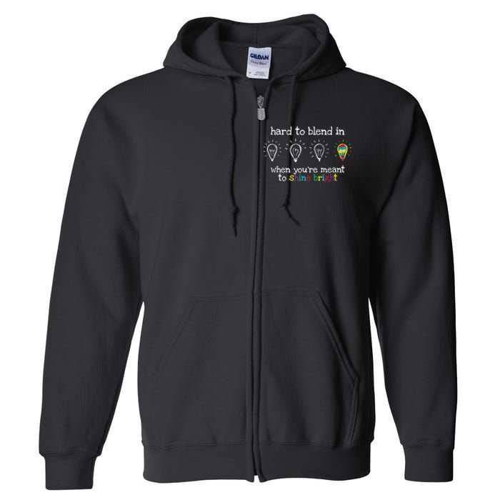 Autistic Gifts Women Colorful Autism Awareness Full Zip Hoodie