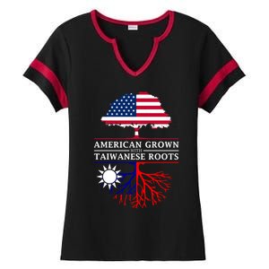 American Grown With Taiwanese Roots Gift Taiwan Gift Ladies Halftime Notch Neck Tee