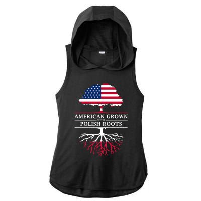 American Grown With Polish Roots Gift Poland Gift Ladies PosiCharge Tri-Blend Wicking Draft Hoodie Tank