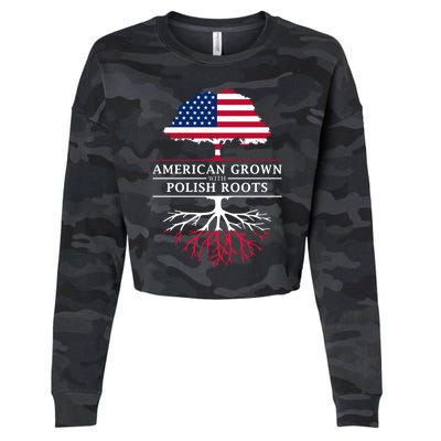 American Grown With Polish Roots Gift Poland Gift Cropped Pullover Crew