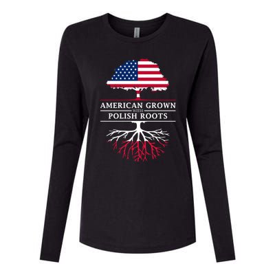 American Grown With Polish Roots Gift Poland Gift Womens Cotton Relaxed Long Sleeve T-Shirt