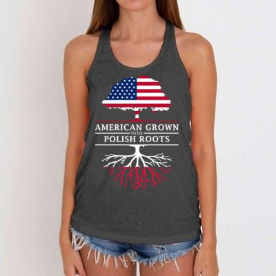 American Grown With Polish Roots Gift Poland Gift Women's Knotted Racerback Tank