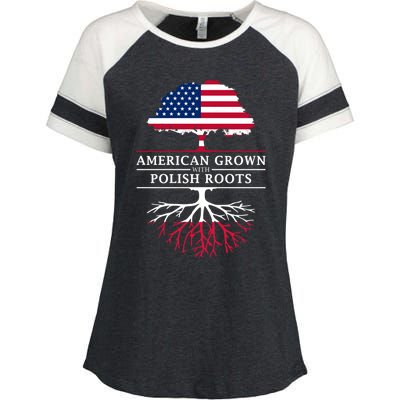 American Grown With Polish Roots Gift Poland Gift Enza Ladies Jersey Colorblock Tee