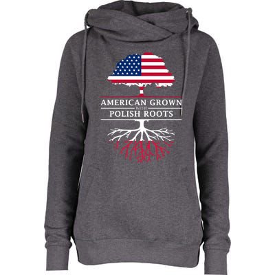 American Grown With Polish Roots Gift Poland Gift Womens Funnel Neck Pullover Hood