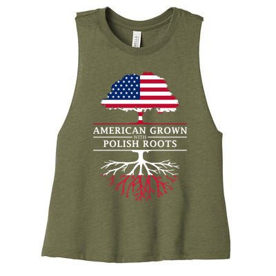 American Grown With Polish Roots Gift Poland Gift Women's Racerback Cropped Tank