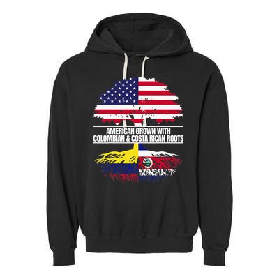American Grown With Flag Heritage Colombia Costa Rica Roots Garment-Dyed Fleece Hoodie