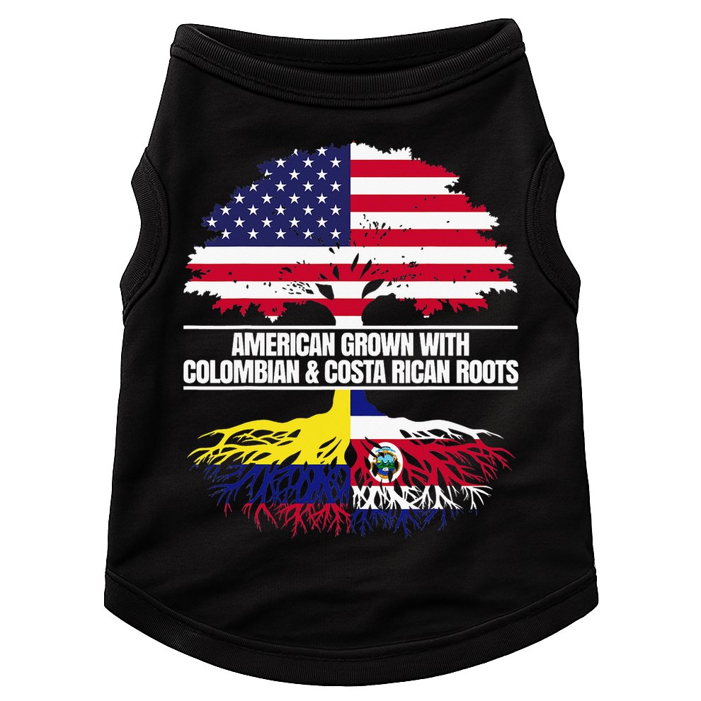 American Grown With Flag Heritage Colombia Costa Rica Roots Doggie Tank