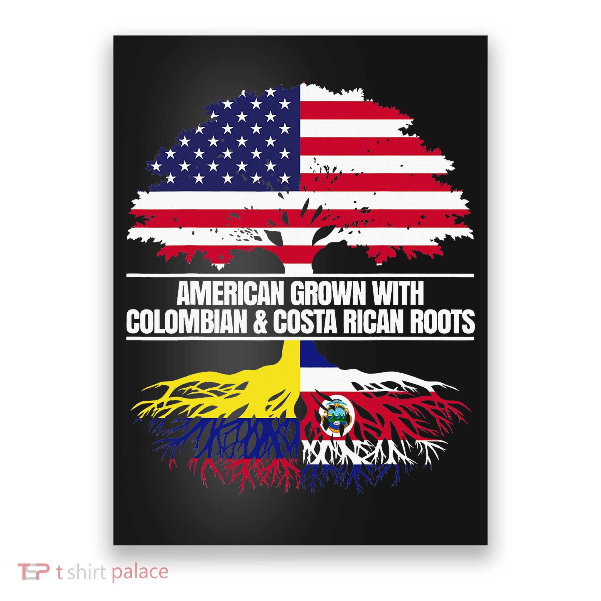 American Grown With Flag Heritage Colombia Costa Rica Roots Poster