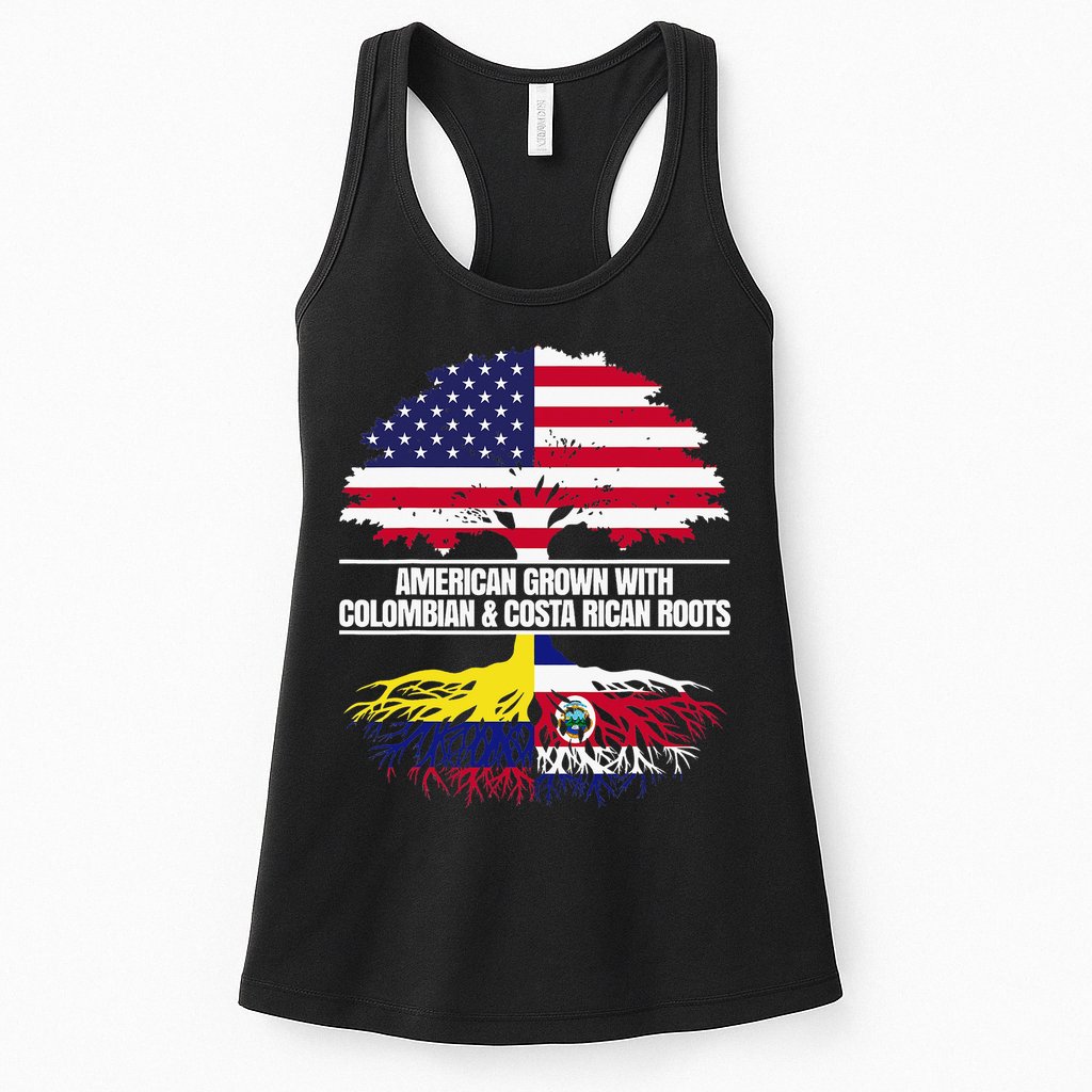American Grown With Flag Heritage Colombia Costa Rica Roots Womens Tank Top