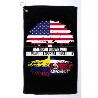 American Grown With Flag Heritage Colombia Costa Rica Roots Golf Towel