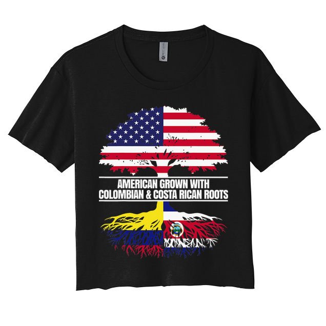 American Grown With Flag Heritage Colombia Costa Rica Roots Crop Top