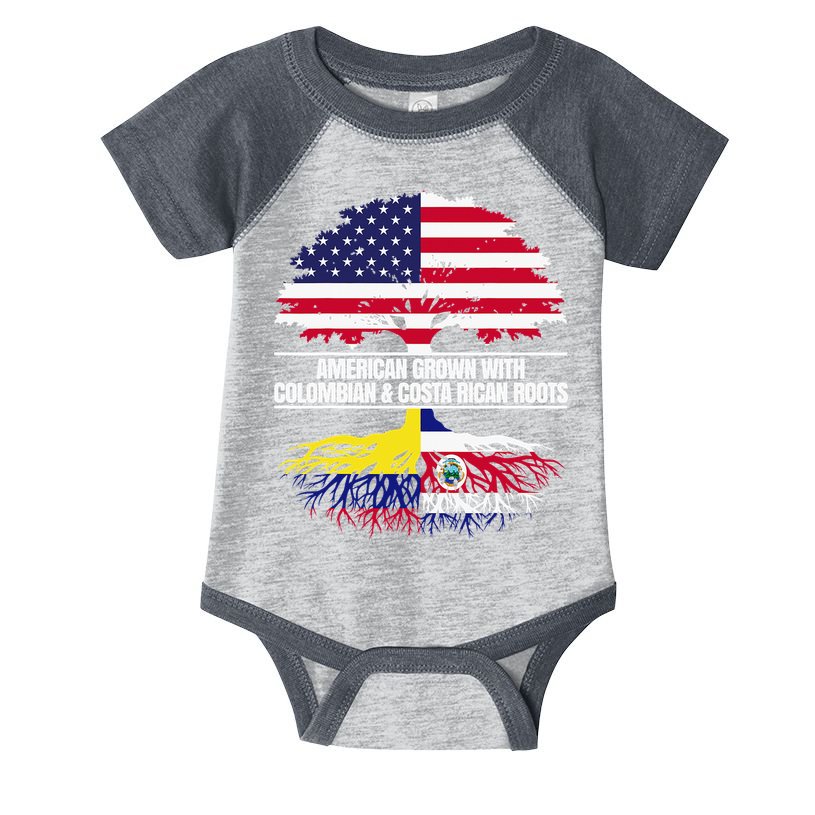 American Grown With Flag Heritage Colombia Costa Rica Roots Infant Baby Jersey Bodysuit