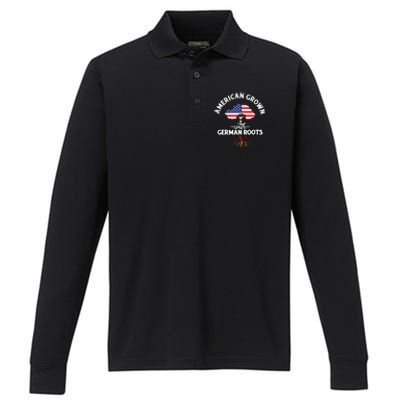 American Grown With German Roots German Heritage Germany Performance Long Sleeve Polo