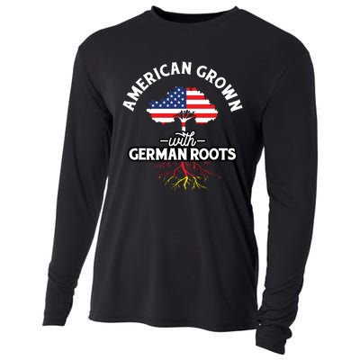 American Grown With German Roots German Heritage Germany Cooling Performance Long Sleeve Crew