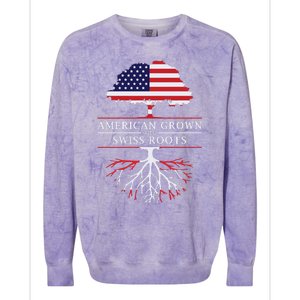 American Grown With Swiss Roots Switzerlan Colorblast Crewneck Sweatshirt