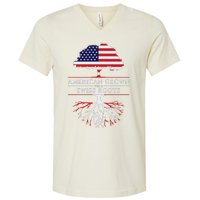 American Grown With Swiss Roots Switzerlan V-Neck T-Shirt