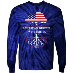 American Grown With Swiss Roots Switzerlan Tie-Dye Long Sleeve Shirt